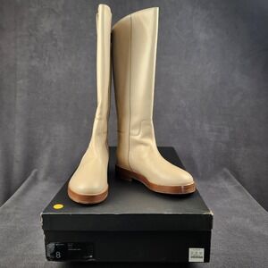 J.Crew Berkeley Riding Boots Womens Size 8 Burnished Sand Leather Knee Zip BJ870